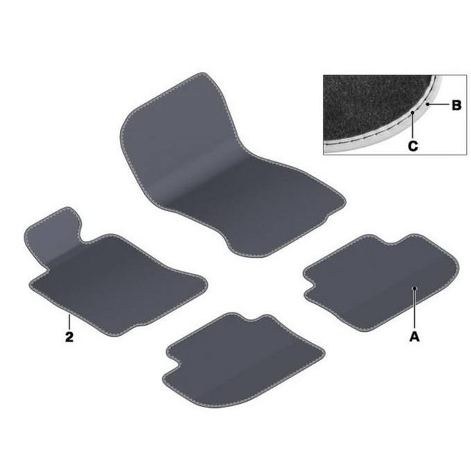 BMW Floor Mat Set - Front and Rear (Carum Grey - Carpeted) 51477984900